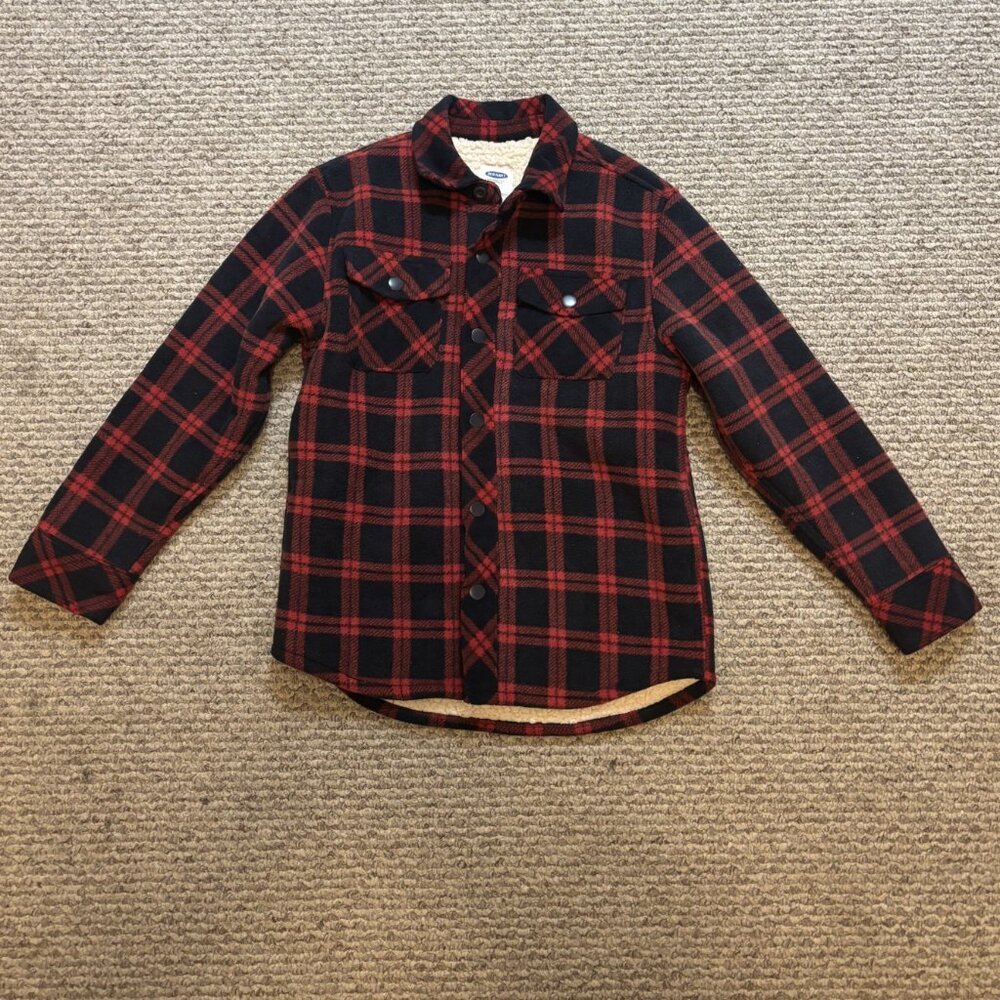 Kids plaid sherpa jacket size LG 10-12